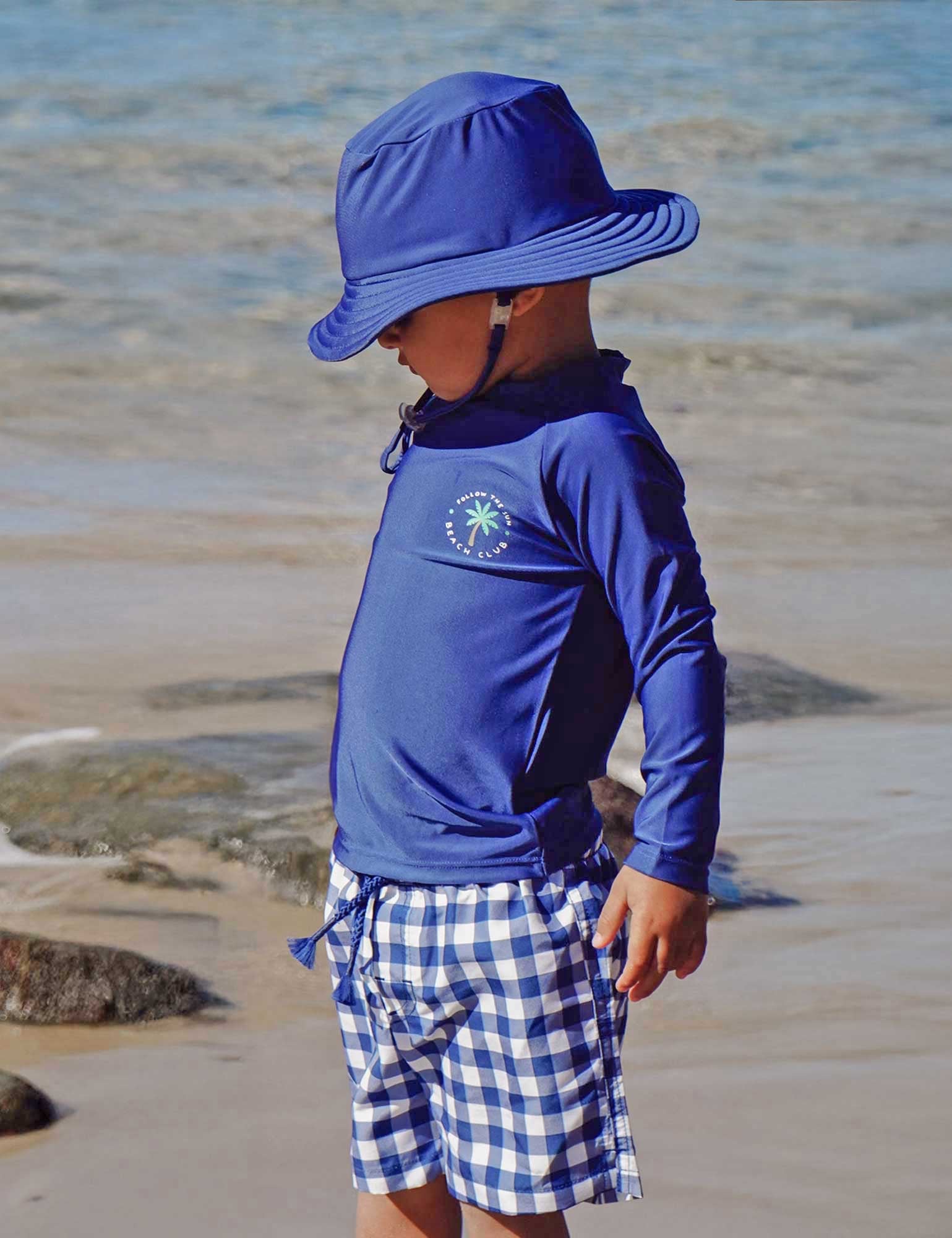 Marine Gingham Board Short & Rashie Set