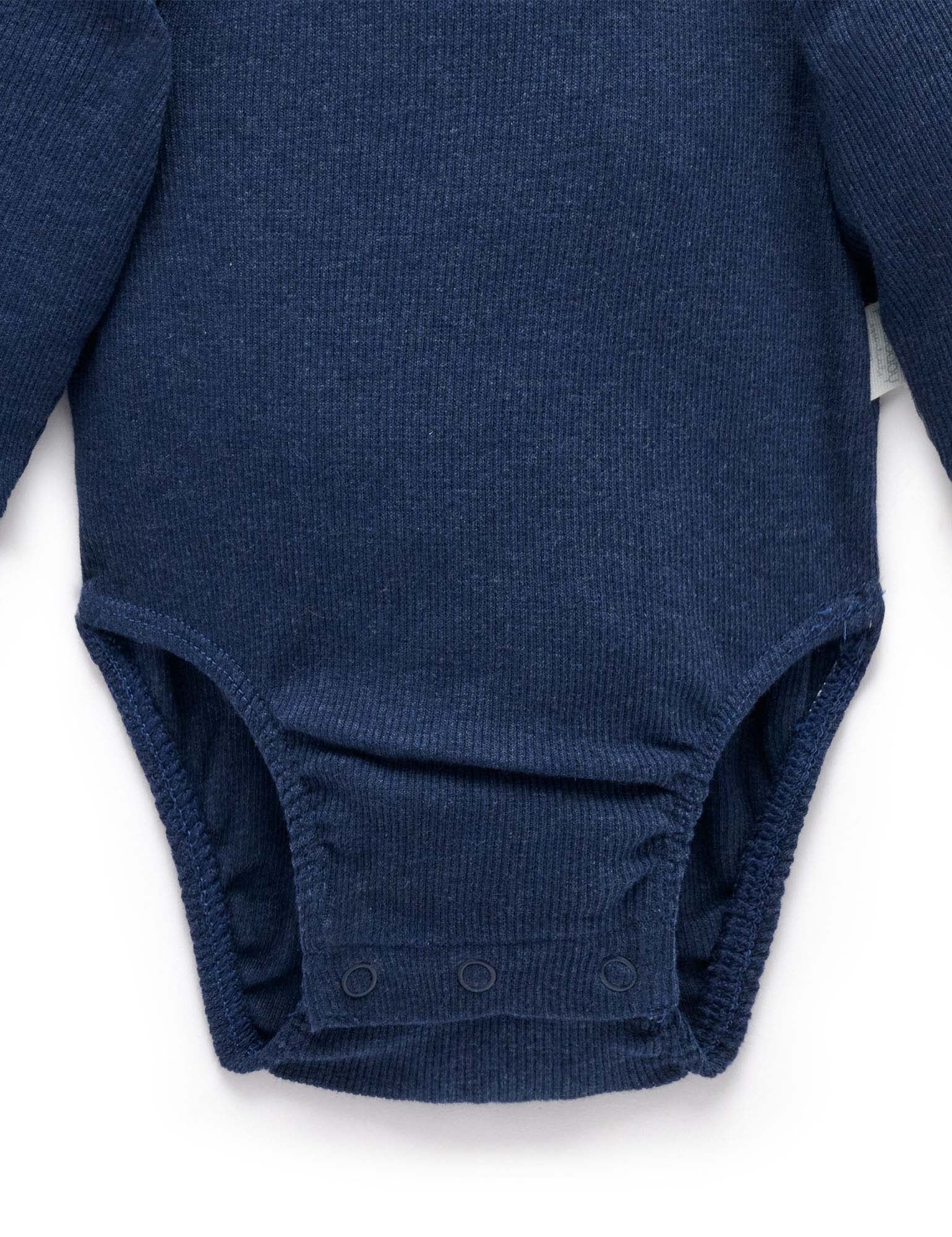 Long Sleeve Ribbed Bodysuit Navy