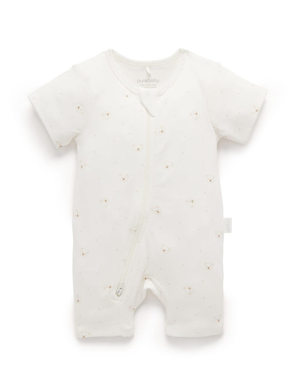 Vanilla Bear Short Zip Growsuit