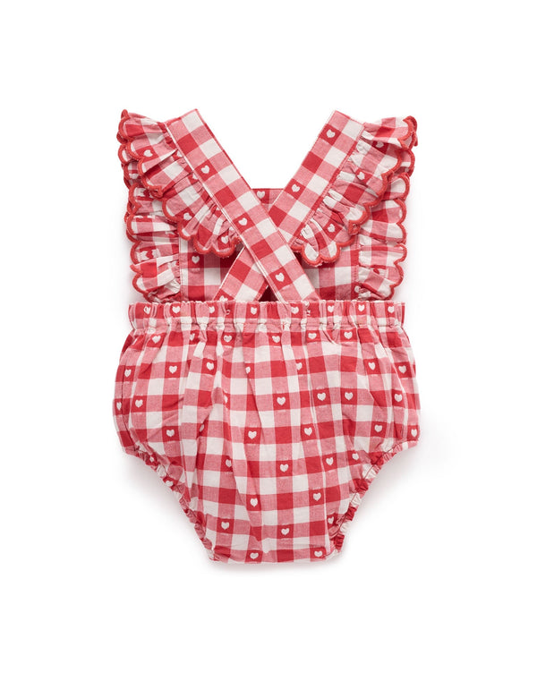 Heart Gingham Overall Bodysuit